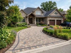 A expert paver patios and driveway builder in Summerdale, AL, installing permeable interlocking concrete pavers over open-graded aggregate to handle severe Gulf Coast rainfall and runoff.