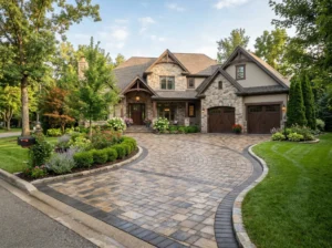 Custom outdoor patio built by a paver patios and driveway builder in Summerdale, AL, applying anti-washout resin polymeric sand and salt-resistant sealer to protect against tropical storms.
